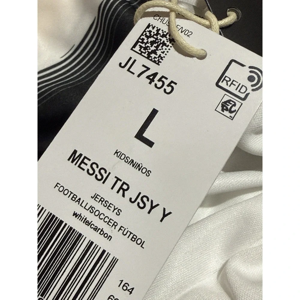 NEW Adidas Kids Youth Messi Training‎ Jersey Large JL7455 White Black